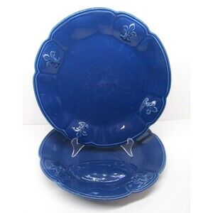 Portmeirion Fleur De Lys Set Of 2 Blue 11 1/4" Dinner Plates